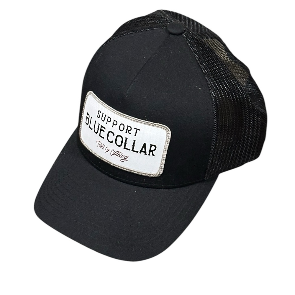 Support Blue Collar Black Mesh Cap